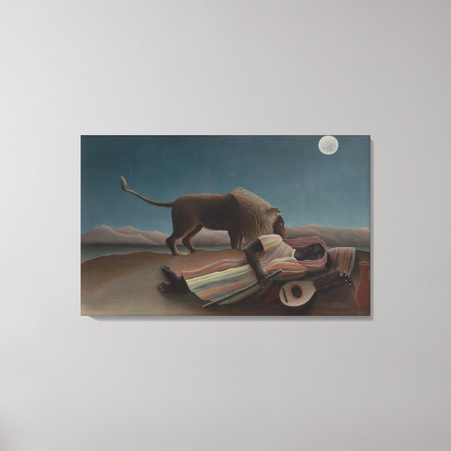 Den sovande zigenerskan av Henri Rousseau, Vintage Canvastryck (Framsida)