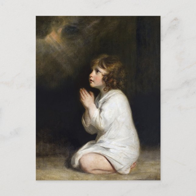 Den späda Samuel i bön av Joshua Reynolds Vykort (Framsida)