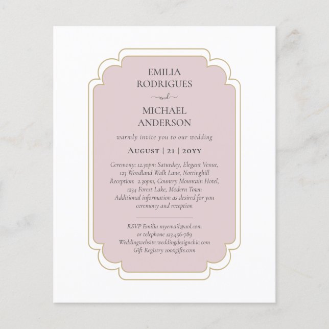 Den spanska Boda-budgeten Bröllop Flygblad (Framsidan)