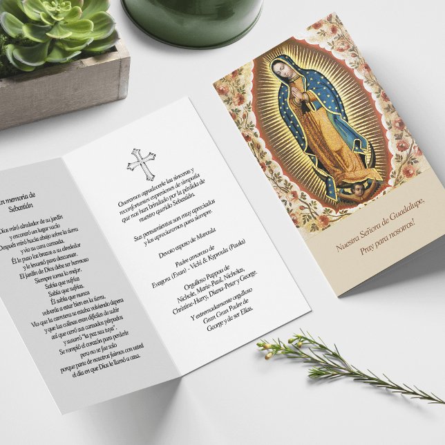 Den spanska bön- och sjukförsäkringskort för begra kort (catholic, religious, celebration of life, in loving memory of, prayer cards for bereavement)