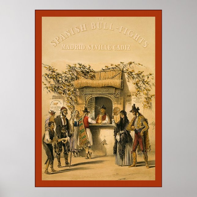 Den spanska Bull-Fights ~-Vintagen Poster (Framsidan)