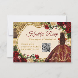 Den spanska burgundy-Blommigten Rustic Mis Quince  Tack Kort