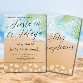 Den spanska Chicen Beach Sand Shore 45:e Födelseda Inbjudningar