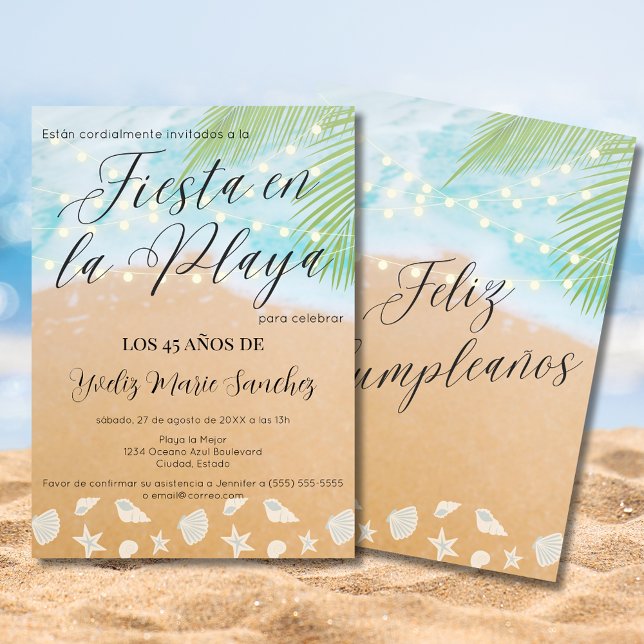 Den spanska Chicen Beach Sand Shore 45:e Födelseda Inbjudningar (Skapare uppladdad)