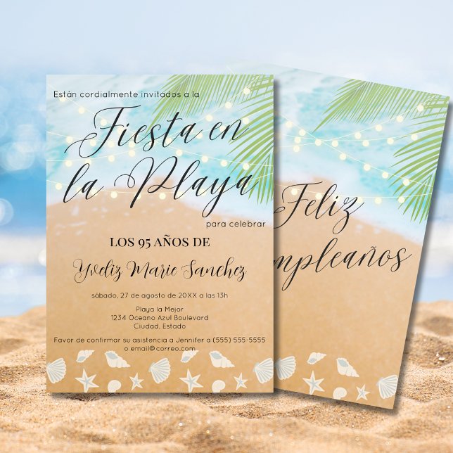 Den spanska Chicen Sandy Beach Handflatan 95:e Föd Inbjudningar (Skapare uppladdad)