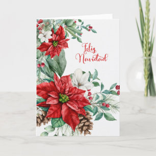 Den spanska jultomten Poinsettias Feliz Navidad Helgkort
