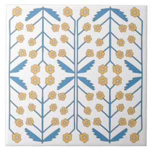 Den spanska Orangen Blue Rosa Blommigt Mediterrane Kakelplatta