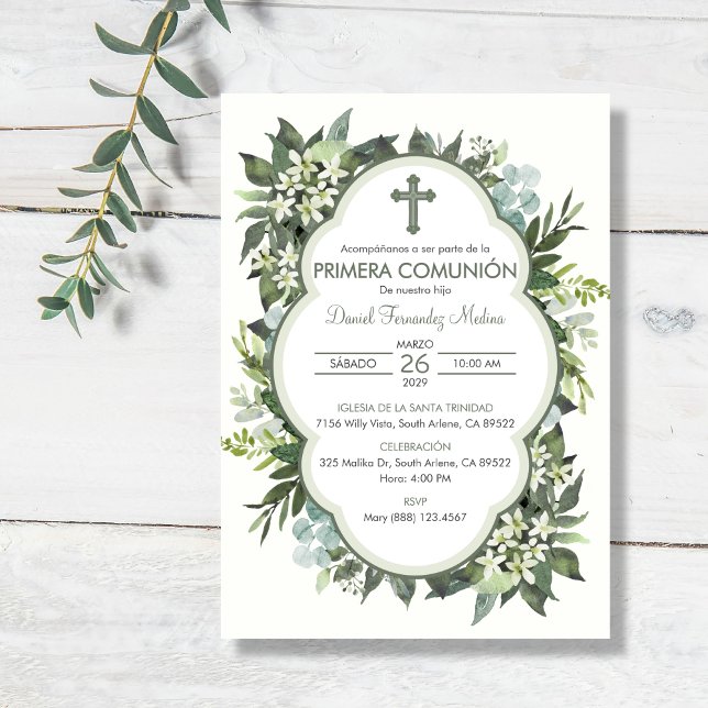 Den spanska Primera Comunion Girl Boy First Commun Inbjudningar (Skapare uppladdad)