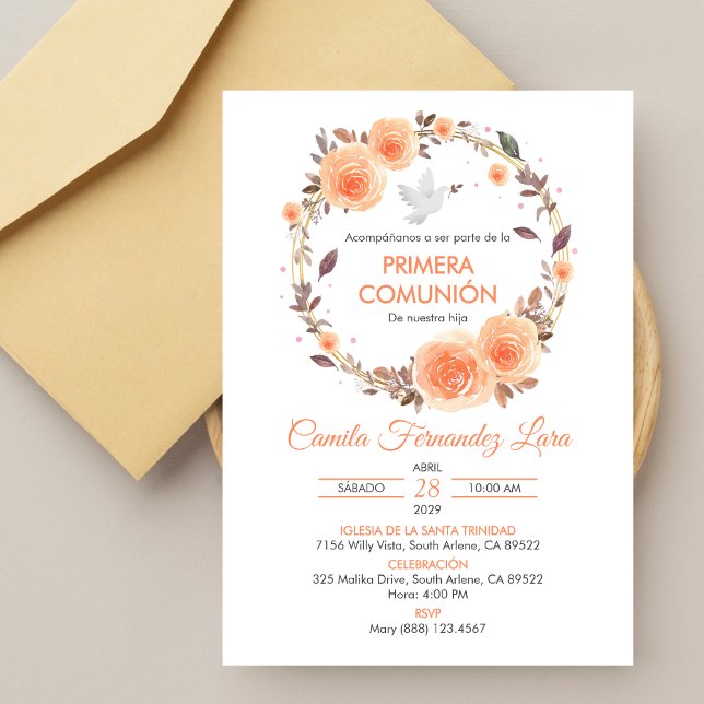 Den spanska Primera Comunion WandeFirst Communisio Inbjudningar (Skapare uppladdad)