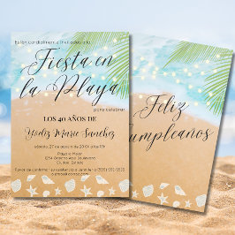 Den spanska Roligten Beach Sand Shore 40:e födelse Inbjudningar
