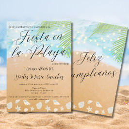 Den spanska Roligten Sandy Beach Ljus 90:e Födelse Inbjudningar
