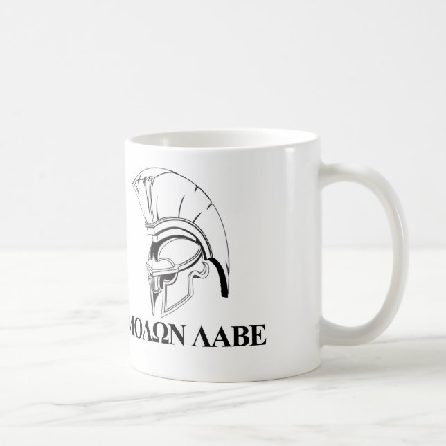 Den spartanska grekiska komen och får det Molon Kaffemugg (Höger)