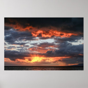 Den spektakulära Maui sunset med levande sol poste Poster