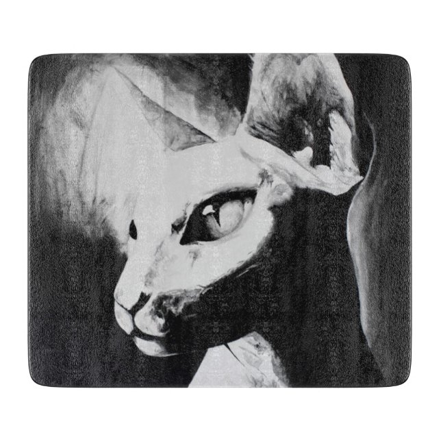 Den Sphynx Katten Kattdjur Porträtt Original Konst (Framsidan)