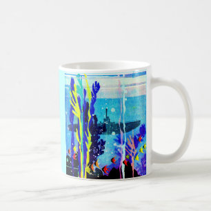 den spöklika ubåten i tropiskt bevattnar kaffemugg