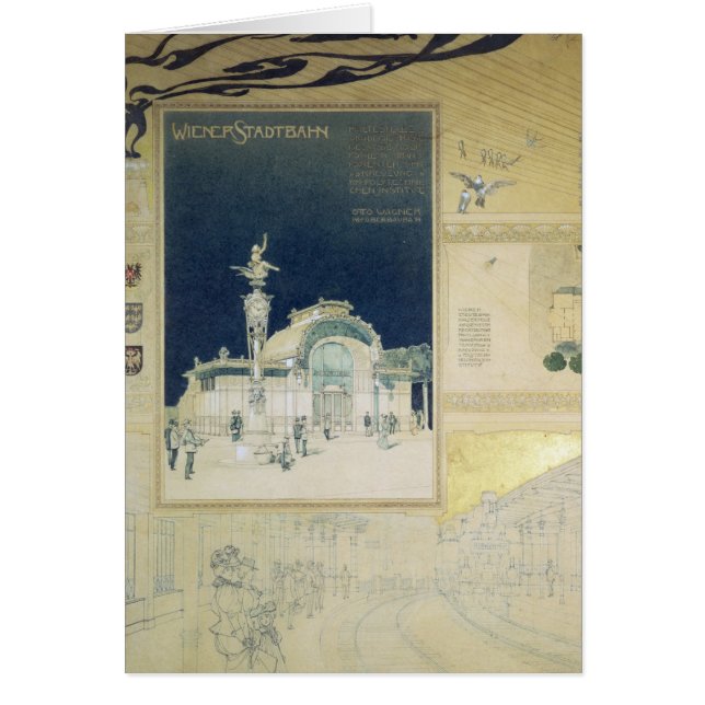 Den Stadtbahn paviljongen av Wien Hälsningskort (Framsidan)