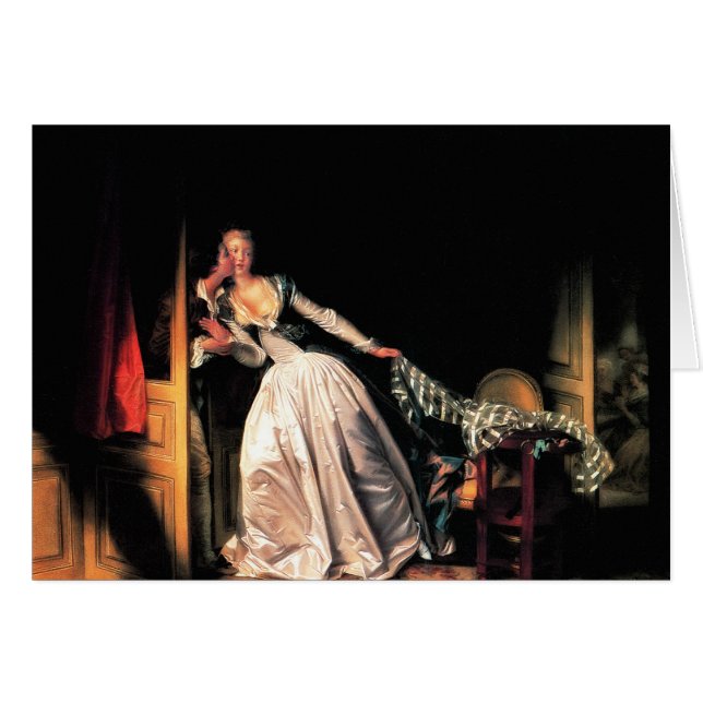 Den stal kyssen av Jean-Honore Fragonard Hälsningskort (Framsidan Horizontal)