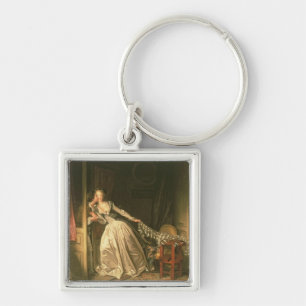 Den stal kyssen, c.1788 fyrkantig silverfärgad nyckelring