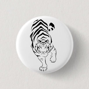 Den stam- tigern Pinback knäppas Knapp