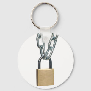 Den stängda padlocken och kedjar nyckelring