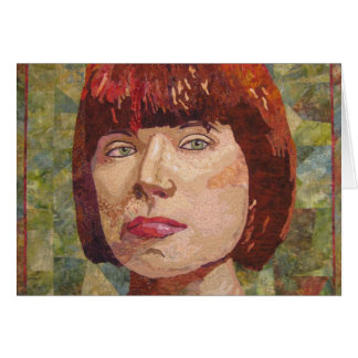 Den starka kvinnan specificerar in det tomma hälsningskort