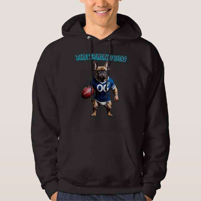 Den starka rugby-hund T-shirt Hoodie (Framsida)