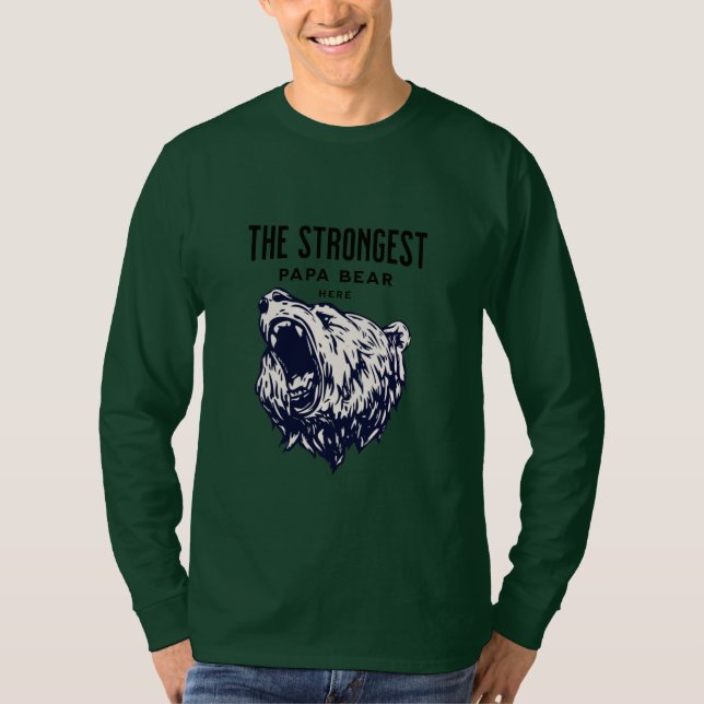 Den starkaste Pappa-björnen, Fars dag personalize T Shirt (Framsida)