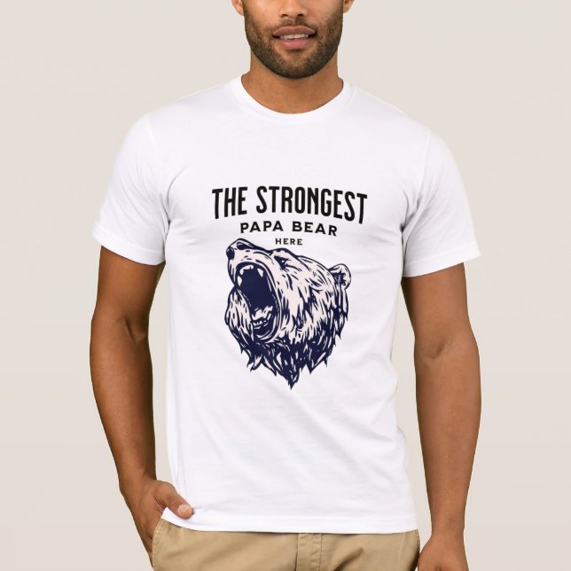 Den starkaste Pappa-björnen, Fars dag personalize T Shirt (Framsida)