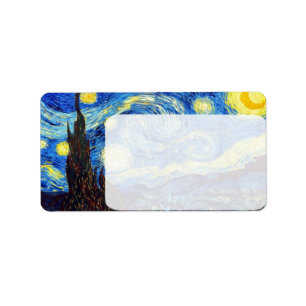 Den Starry natten av Vincent Van Gogh 1889 Adressetikett