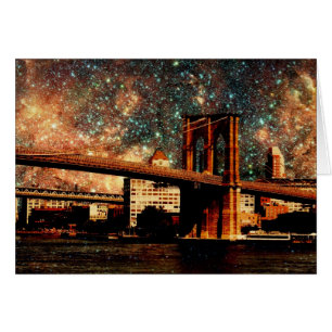 den starry natten Brooklyn överbryggar Hälsningskort