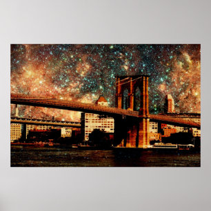 Den Starry natten Brooklyn överbryggar Poster