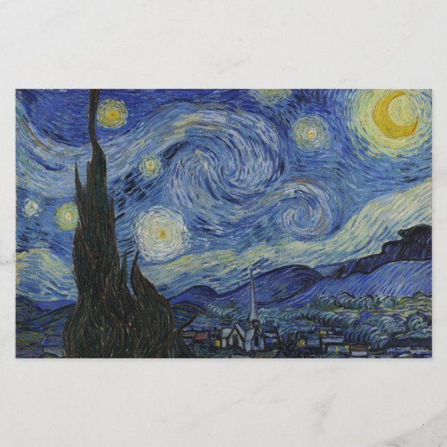 Den Starry natten Vincent Van Gogh 1889 Brevpapper (Framsida)