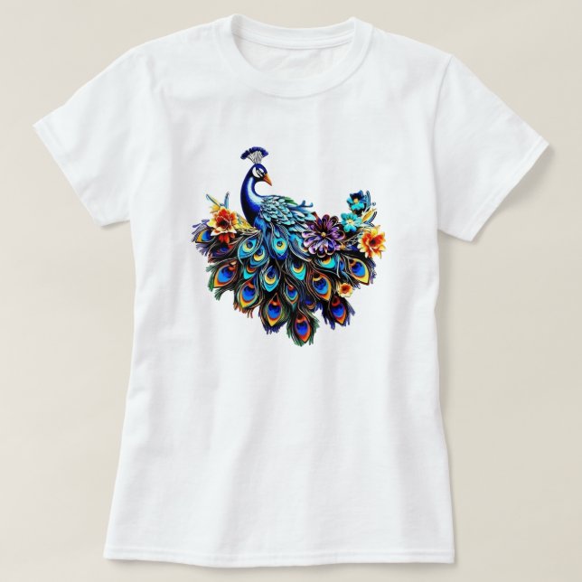 Den Ståtliga Påfågeln T Shirt (Design framsida)