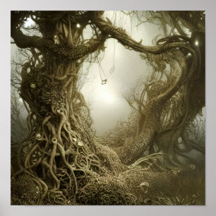 Den stavade Träd Fantasy Art Poster