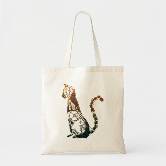 Den Steampunk katten hänger lös Tygkasse (Framsidan)