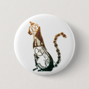 Den Steampunk katten knäppas Knapp