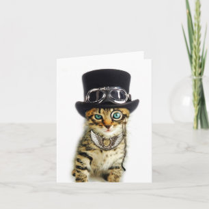 Den Steampunk katten noterar kortet Kort
