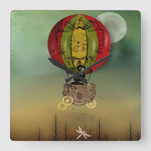 Den Steampunk konstväggen tar tid på Fyrkantig Klocka (Framsida)