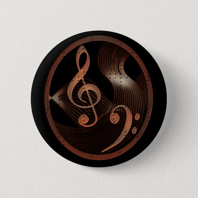 Den Steampunk musikdesignen Button klämmer fast Knapp (Framsida)