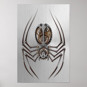 Den Steampunk spindeln med rostfritt stål Poster