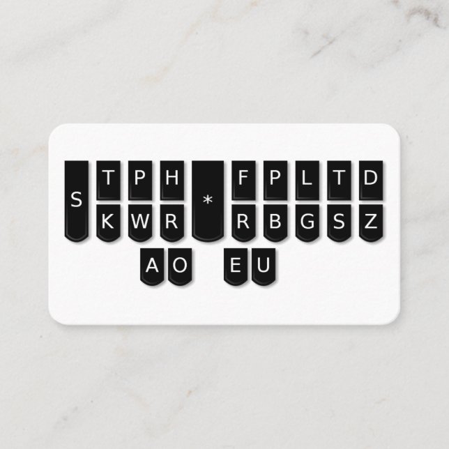 Den Steno för domstolreportersvarten maskinen Visitkort (Framsida)