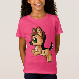 Den stilfulla flicka rufsar den tyska herdevalpen tee shirt