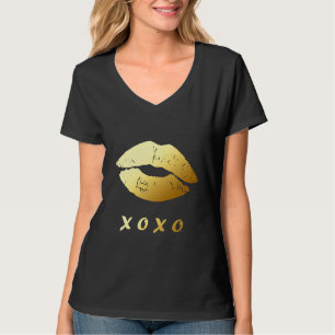 Den stilfulla guld- läppar XOXO kramar kyssar och T-shirt