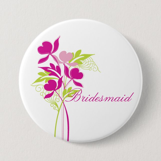 Den stilfulla rosa- & gröntbukettbrudens sida knapp (Framsida)