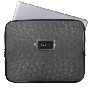 Den stiliga svart Fauxostrichen flår läder Laptop Sleeve