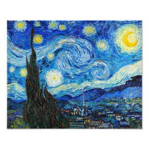 Den stjärnbeströdda natten Van Gogh Fototryck
