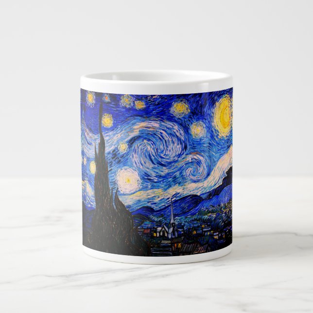 Den stjärnklara natten av Vincent Van Gogh Jumbo Mugg (Framsidan)