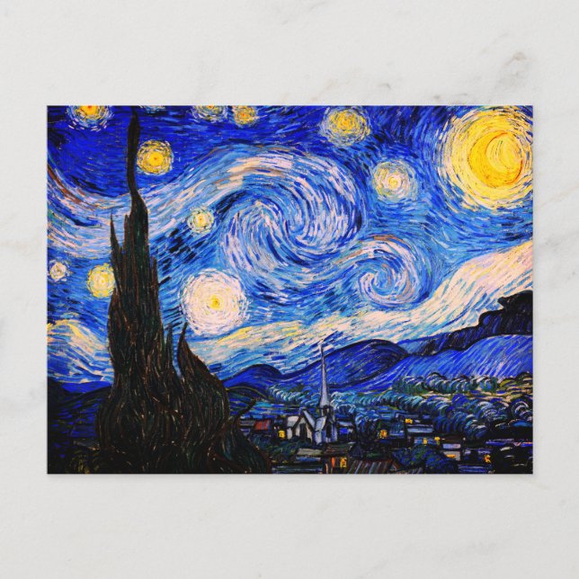 Den stjärnklara natten av Vincent Van Gogh Vykort (Framsida)