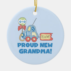 Den stolt nya mormodern är det gåvor för en poj julgransprydnad keramik