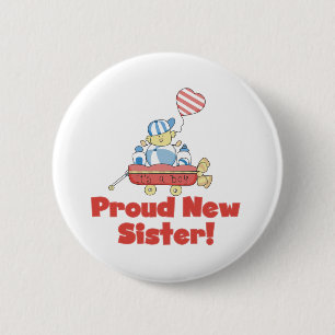 Den stolt nya systern för vagnen är det en pojke knapp